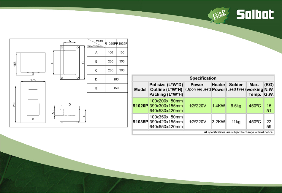 Mini Dip Solder Pot (Spec./Outline) 2 RP_Spec
